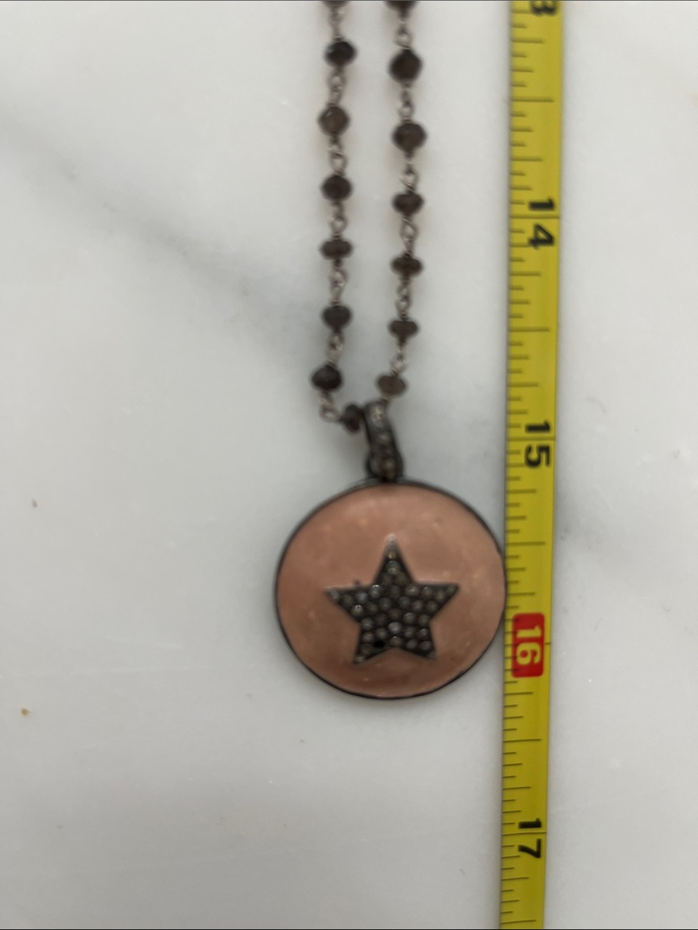 Enameled pink diamond star pendent woods fine jewelry